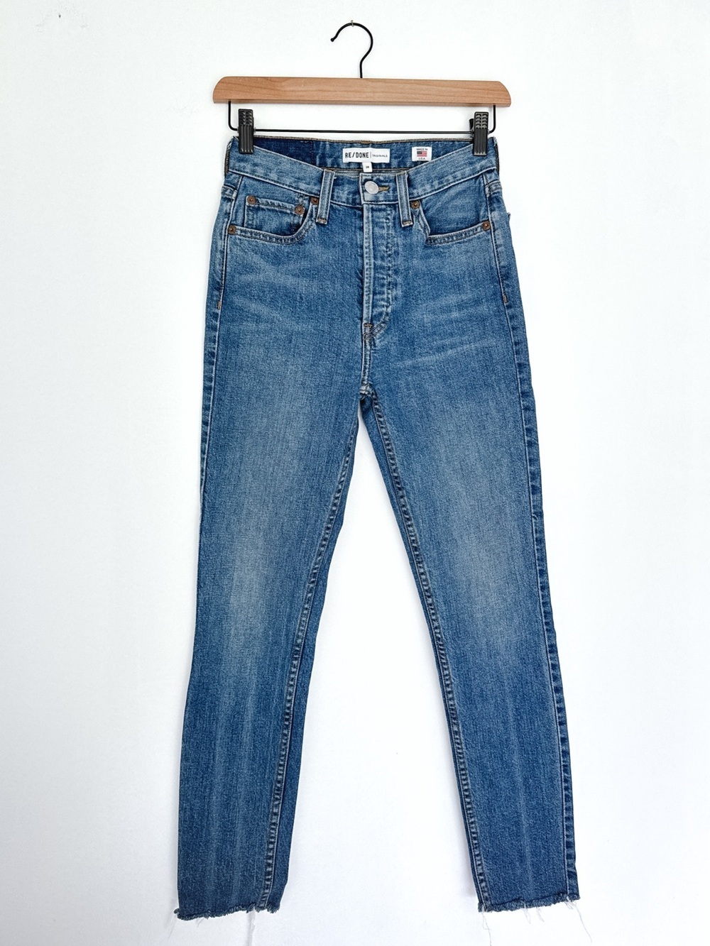 RE/DONE Originals High Rise Ankle Crop Stretch Jeans - Size 24